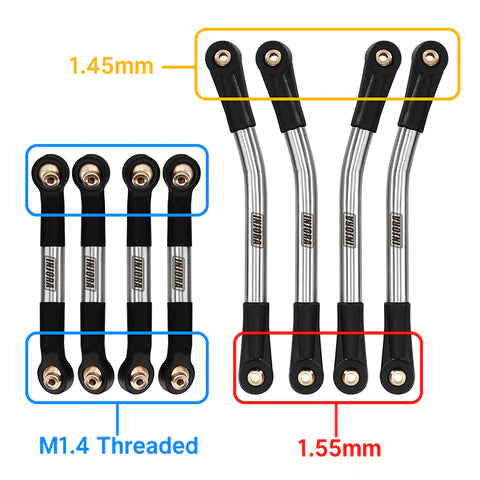 INJORA Stainless Steel High Clearance Links Set for 1/24 AX24