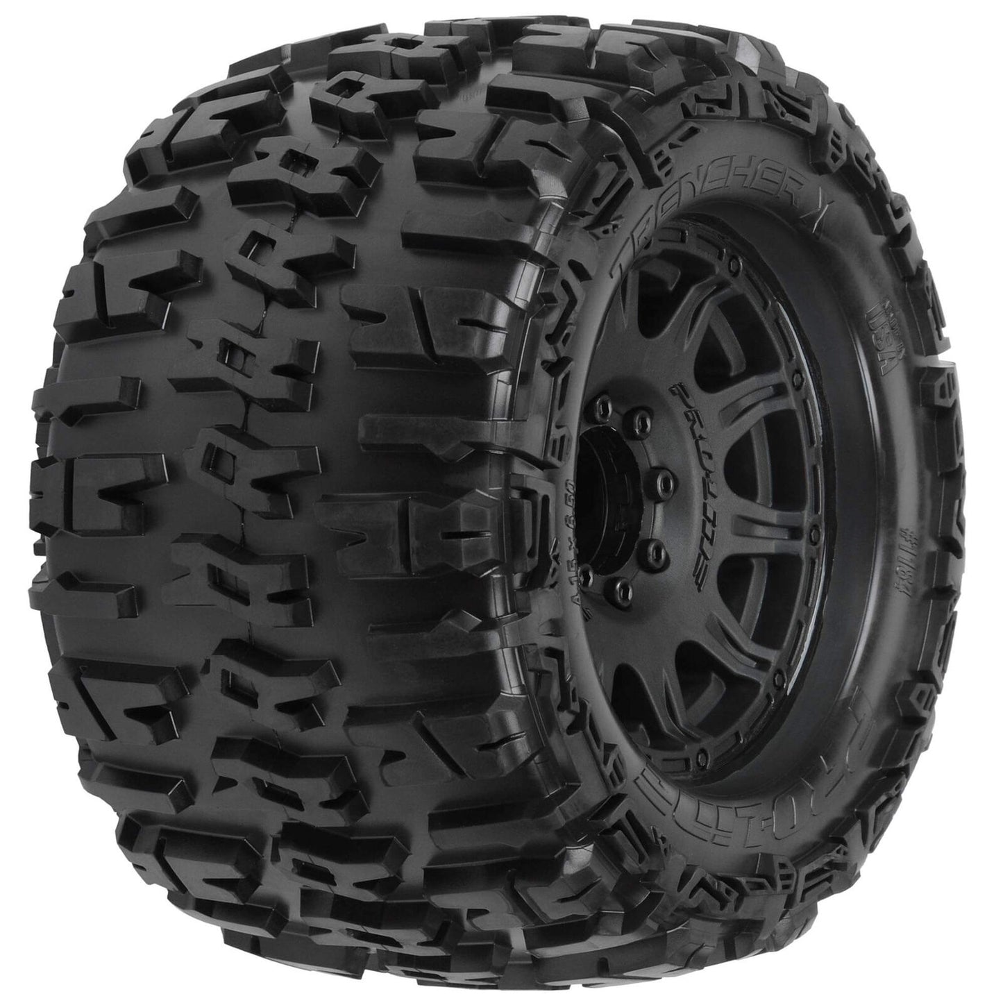 Pro-line Racing 1/8 Trencher X F/R 3.8" MT Tires Mounted 17mm Black Raid (2)