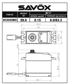 SAVSC0253MG  Standard Digital Servo, 0.15sec / 83.3oz @ 6V