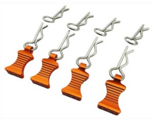 1/10 Orange Aluminum EZ Pulls (4pcs), Body Clips (8pcs)