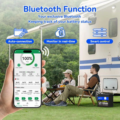 WattCycle 12V 100Ah Mini LiFePO4 Battery with Bluetooth