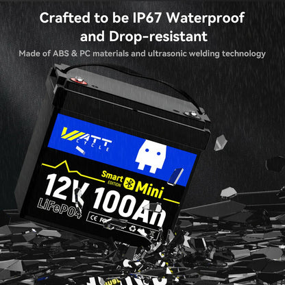 WattCycle 12V 100Ah Mini LiFePO4 Battery with Bluetooth