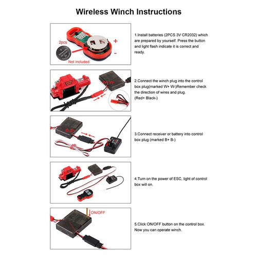INJORA Wireless Remote Receiver Winch Controller Set for 1/10 RC Crawler INJORA
