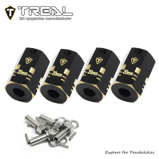 TREAL Brass 12mm Wheel Hex Adapters Extended(4pcs) Height:20mm