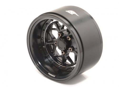 Boom Racing ProBuild™ 1.9" LGB Adjustable Offset Aluminum Beadlock Wheels (2) Black/Black