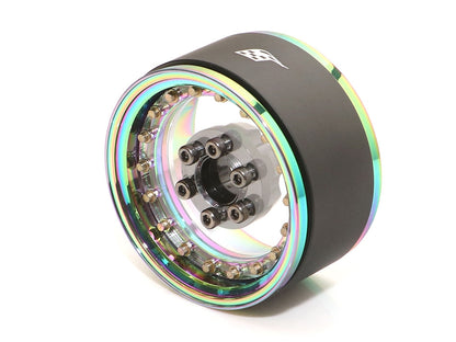 Boom Racing ProBuild™ 1.9" CAL 6-Lug Adjustable Offset Beadlock Wheels (2) Neo Chrome/Clear