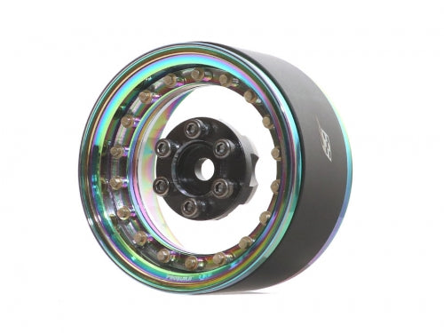 Boom Racing ProBuild™ 1.9" CAL 6-Lug Adjustable Offset Beadlock Wheels (2) Neo Chrome/Clear