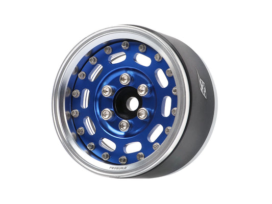 Boom Racing ProBuild™ 1.9" MAG-10 Adjustable Offset Aluminum Beadlock Wheels (2) Platinum/Blue