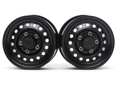 1.55" 16-Hole Classic Steelie Reversible Beadlock Wheels (Front) w/ XT504 Hubs Black