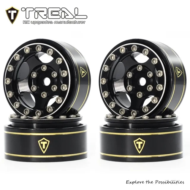 TREAL 1.0 Beadlock Wheels Rims(4P) 5-Star 7mm Hex Hubs for 1/18 TRX4M 1/24 AX24 SCX24 FCX24 RC Crawler-Type B