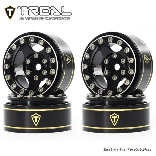 TREAL 1.0 Beadlock Wheels Rims(4P) 5-Star 7mm Hex Hubs for 1/18 TRX4M 1/24 AX24 SCX24 FCX24 RC Crawler-Type B