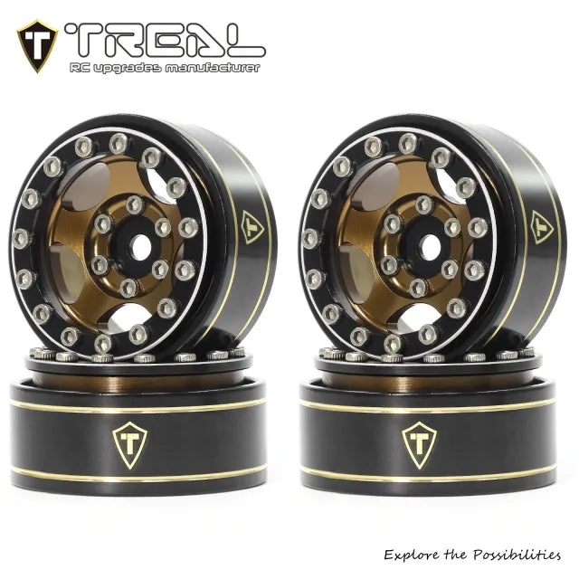 TREAL 1.0 Beadlock Wheels Rims(4P) 5-Star 7mm Hex Hubs for 1/18 TRX4M 1/24 AX24 SCX24 FCX24 RC Crawler-Type B