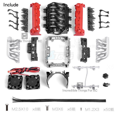 GRC LS7 Simulated V8 Engine/ Motor Heat Sink Cooling Fan For Crawler 36mm Motor Red