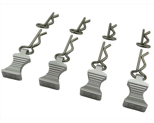 1/10 Silver Aluminum EZ Pulls (4pcs), Body Clips (8pcs)