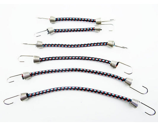 Bungee Cord Kit, for 1/10 Scale, Black with blue, light blue, and orange highlights