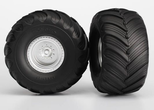 Satin Chrome Wheels with Terra Groove Tires (2) Part Number:  3663