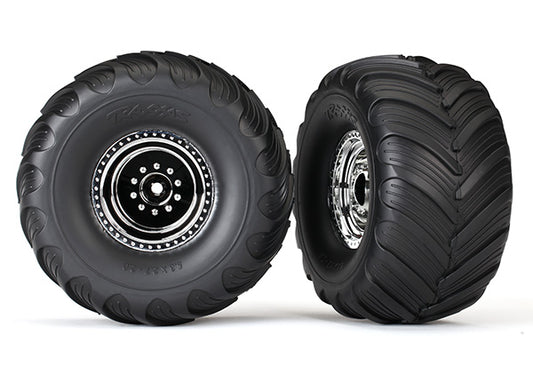 Monster Truck Chrome Wheels & Terra Groove Tires (2) Part Number:  3665X
