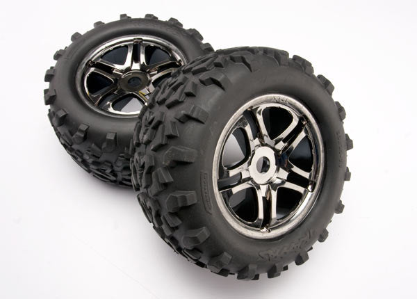 Split-Spoke 3.8" Black Chrome Wheels & Maxx Tires (2) Part Number:  4983A