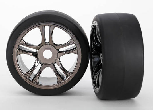 Front Black Chrome Wheels & Belted S1 Slick Tires (2) Part Number:  6479