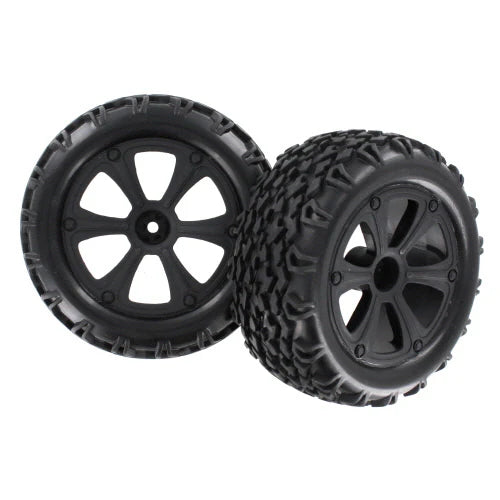 Pre-Mounted 1/10th Truck Tires and Wheels (Black) (1pr)