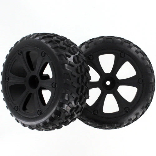 Pre-Mounted 1/10th SC Tires and Wheels (Black) (1pr)