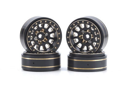 Axial SCX24 1.0" Black / Gold Brass Beadlock Crawler Wheels 1/24