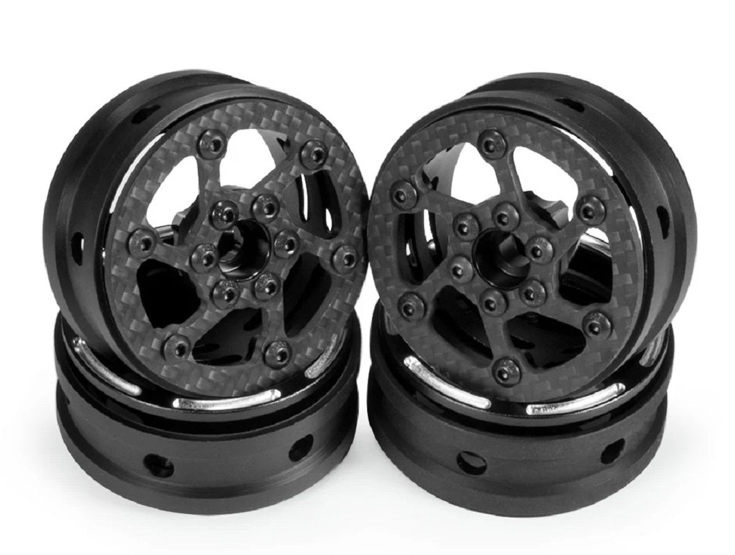 Power Hobby: 1.9" Carbon Fiber Lightweight Beadlock Wheels A, 1/10 Rock Crawler