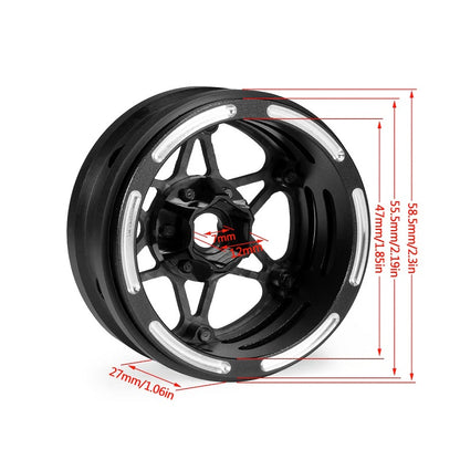 Power Hobby: 1.9" Carbon Fiber Lightweight Beadlock Wheels A, 1/10 Rock Crawler