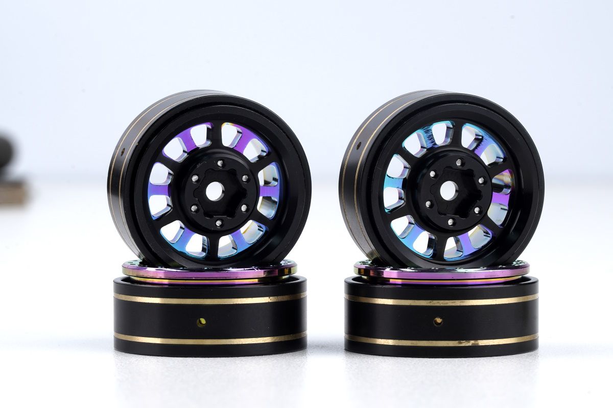 1.0" Titanium Brass Beadlock Crawler Wheels 1/24, Axial SCX24