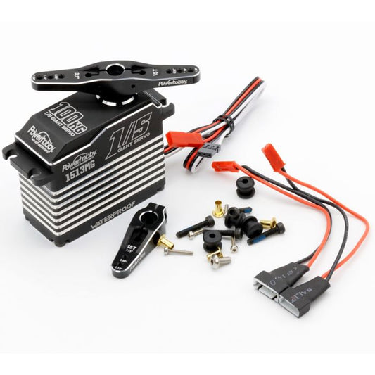 Power Hobby: 1513MG 1/5 Waterproof Steel Gear High Torque Brushless Aluminum Servo, 2S to 4S Compatibility