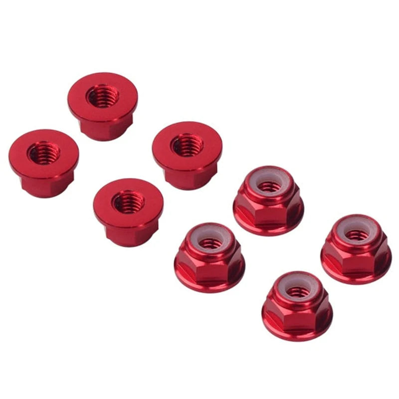 INJORA 8PCS M4 Anodized Metal Flange Nyloc Nuts for 1/10 RC Rock Crawler