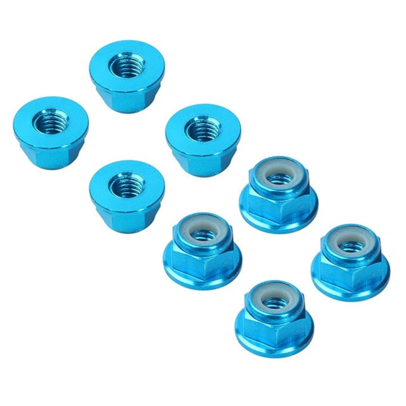 INJORA 8PCS M4 Anodized Metal Flange Nyloc Nuts for 1/10 RC Rock Crawler