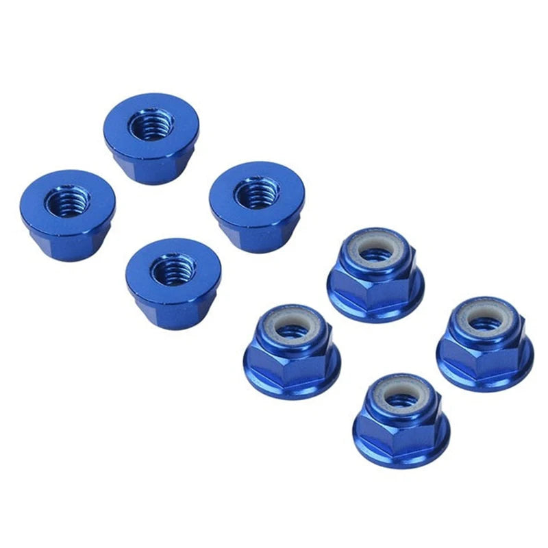 INJORA 8PCS M4 Anodized Metal Flange Nyloc Nuts for 1/10 RC Rock Crawler