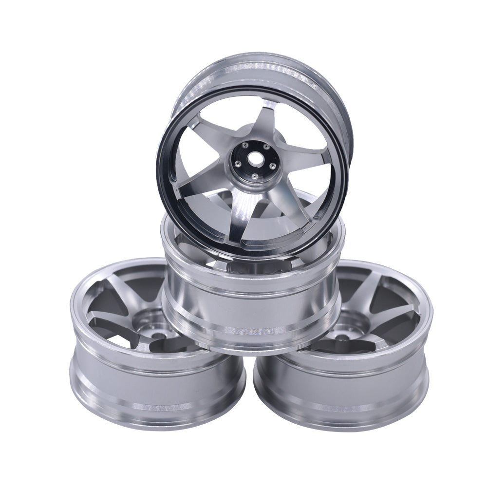 Racers Edge 1/10 On-Road Drifting Car Wheels (6V Style) (Silver Anodized Aluminum) (4pcs)