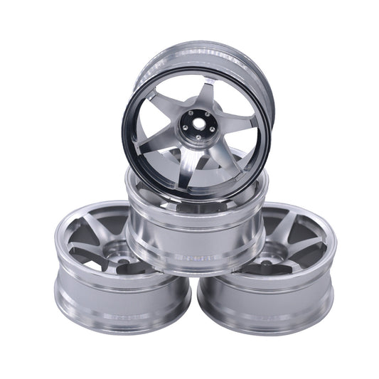 Racers Edge 1/10 On-Road Drifting Car Wheels (6V Style) (Silver Anodized Aluminum) (4pcs)
