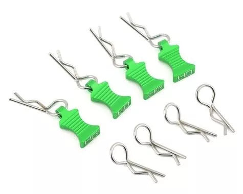 1/10 Green Aluminum EZ Pulls (4pcs) and Body Clips (8pcs) (Copy)