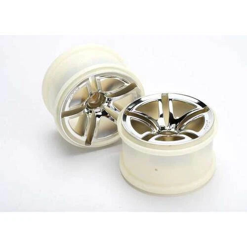 TRAXXAS 5574: Wheels, Twin-Spoke 2.8" (chrome) (nitro front) (2) Traxxas