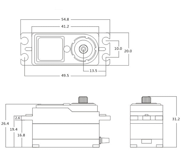 Low Profile HV Coreless Digital Servo, .06sec / 166.6oz @ 7.4V SRT