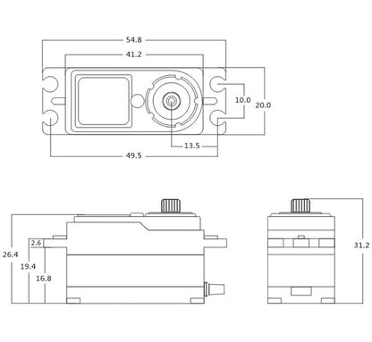 Low Profile HV Coreless Digital Servo, .06sec / 166.6oz @ 7.4V SRT