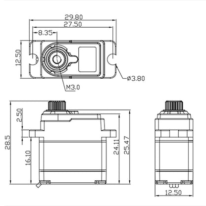 Mini HV DC Waterproof Servo, .10sec / 38.9oz @ 7.4V SRT