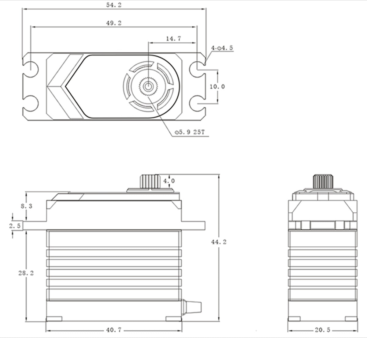 Standard HV Brushless Digital Servo, .085sec / 805.5oz @ 8.4V SRT