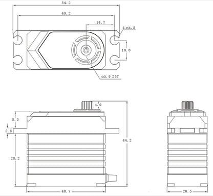 Standard HV Brushless Digital Servo, .085sec / 805.5oz @ 8.4V SRT
