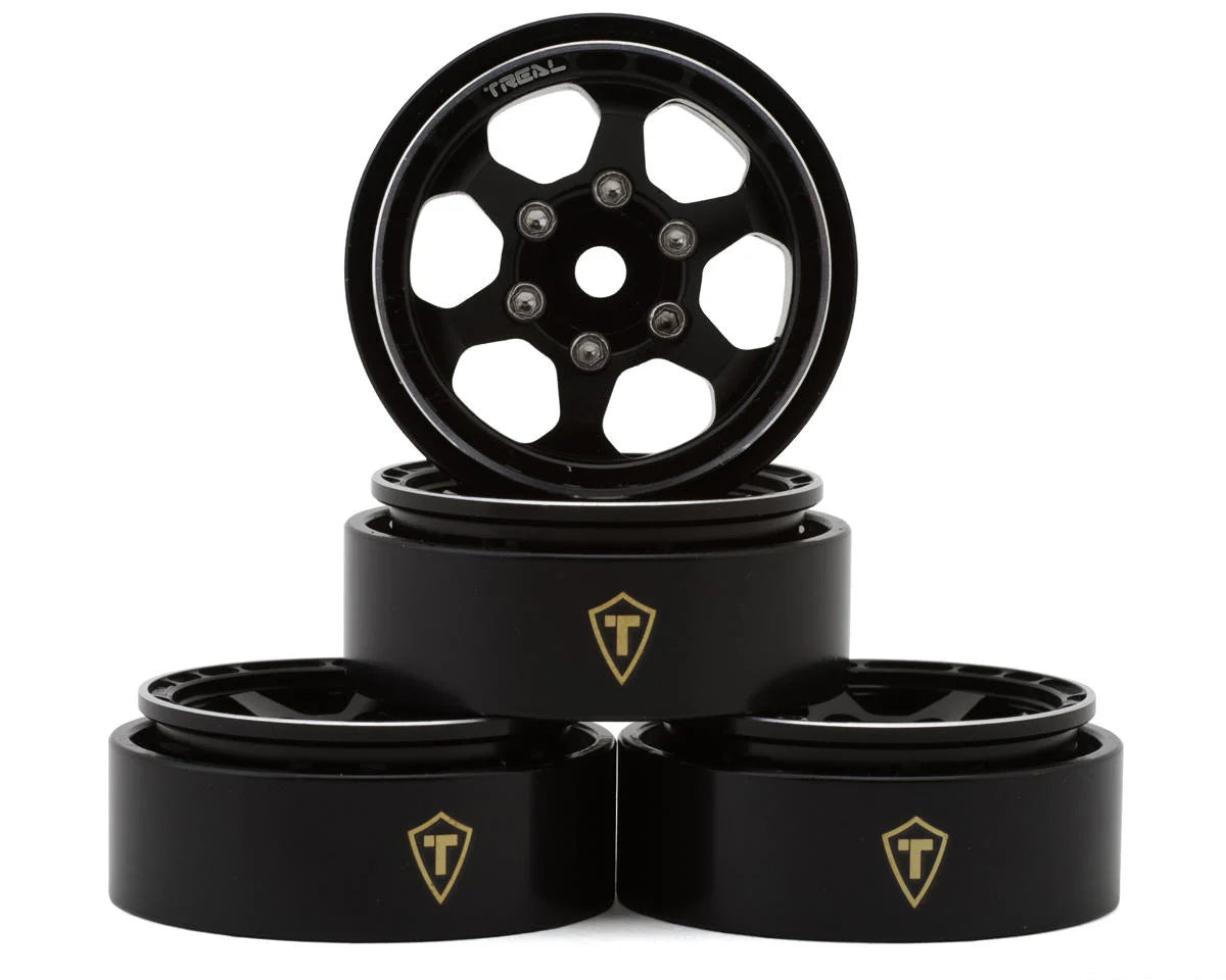 Treal Hobby Type D 1.0" Concave 6-Spoke Beadlock Wheels (Black) (4) Treal