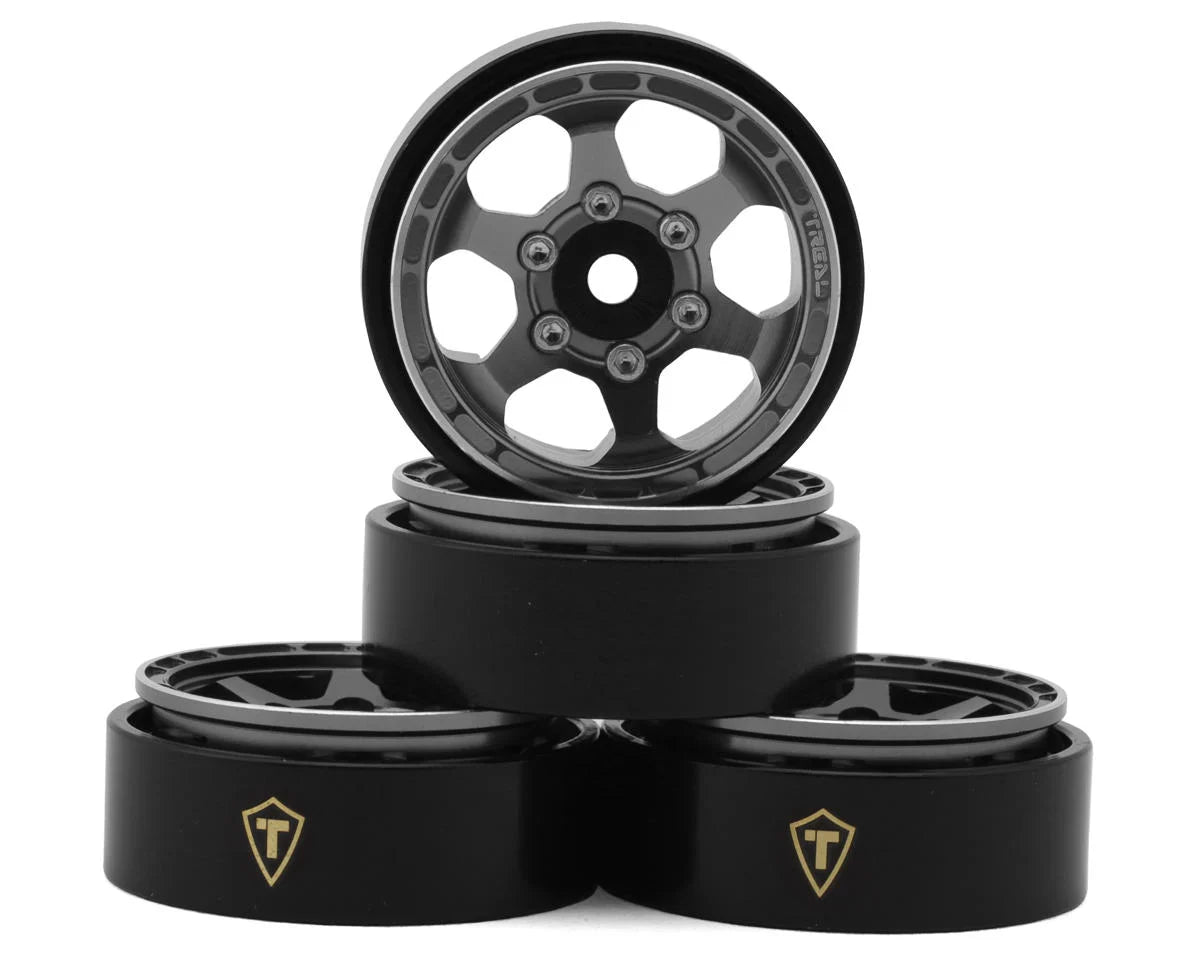 Treal Hobby Type D 1.0" Concave 6-Spoke Beadlock Wheels (Grey) (4) (21.2g)