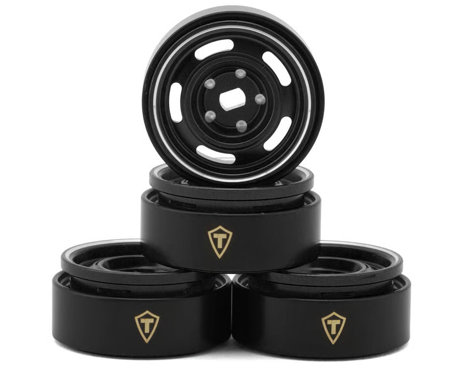 Treal Hobby 0.7" 5-Slot Aluminum Micro Rock Crawler Beadlock Wheels (Black) (4) (8g ea) Treal