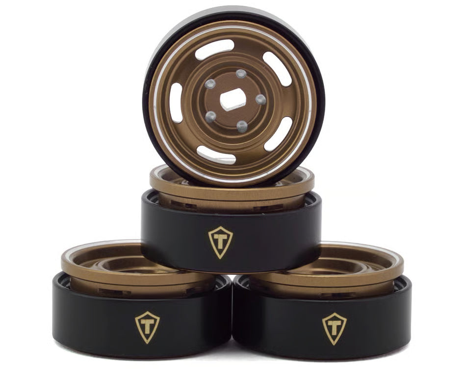 Treal Hobby 0.7" 5-Slot Aluminum Micro Rock Crawler Beadlock Wheels (Bronze) (4) (8g ea) Treal