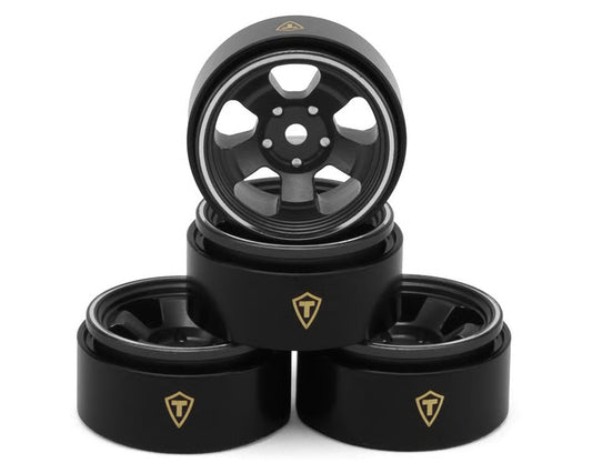 Treal Hobby Axial SCX30 Type B 0.7" 5-Spoke Aluminum Micro Rock Crawler Beadlock Wheels (Grey) (4) Treal
