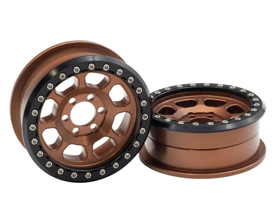Vanquish Products 2.2" Battle Born Delta CNC Aluminum Crawler Beadlock Wheels (Bronze) (2) Vanquish