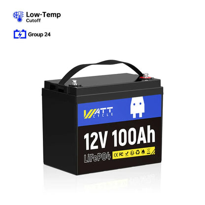 WattCycle 12V 100Ah LiFePO4 Battery (Group 24)