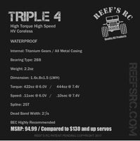 REEF’S Triple4 - 444HD High Torque High Speed HV Waterproof Servo V2 0.10/444 @ 7.4V